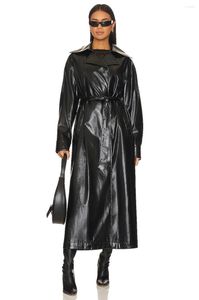 Trenchs de femmes manteaux veste en cuir pour femmes haut de gamme personnalisé long coupe-vent
