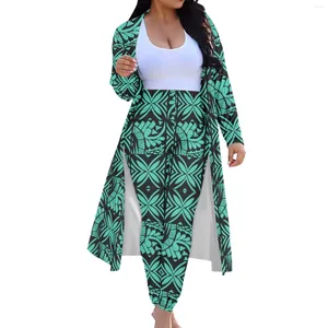 Trench-coat pour femmes, costume deux pièces, mode de loisirs, imprimé polynésien, vêtements d'extérieur quotidiens pour la maison, vente de printemps et d'automne