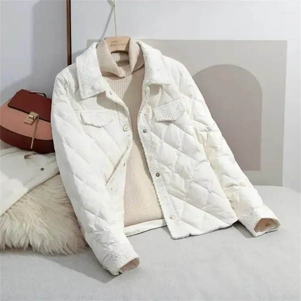 Trench Coats Femme Lightweight Down Cotton Veste courte 2023 Winter White French Style Fashionable Patch Work