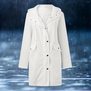 Trenchs pour femmes Vestes légères Coupe-vent imperméable imperméable à capuche randonnée en plein air hauts de pluie longs vêtements de pluie veste zippée