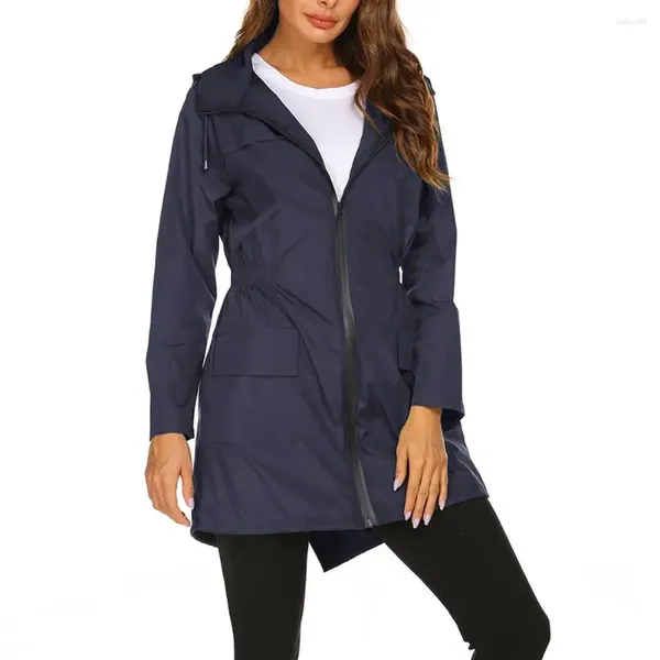 Gabardinas para mujer, chaqueta impermeable ligera, cortavientos con capucha para exteriores, impermeable para mujer, abrigo largo para senderismo y escalada, prendas de vestir