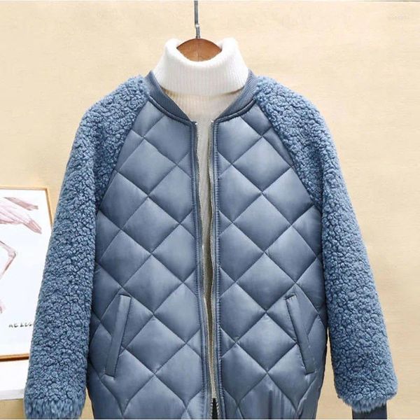 Trenchs de femmes manteaux légers femmes vestes de coton automne hiver mode décontractée femme patchwork lâche imitation agneau court parkas