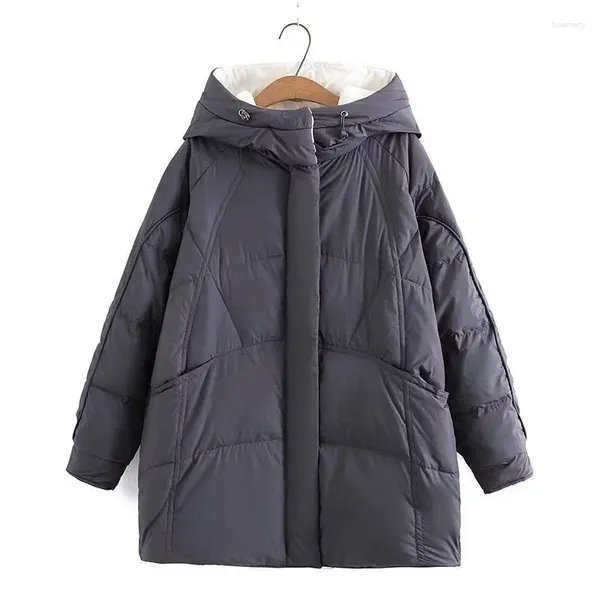 Trenchs de femmes LKSK Blanc Duck Down Veste chaude mi-long hiver polyvalent manteau décontracté femmes