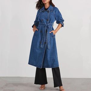 Trench Coats de la veste en jean longue mode de veste de vent 2023 femmes Vestes en jean streetwear d'hiver