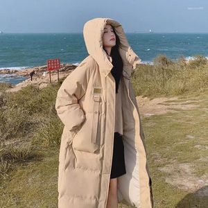 Damestrenchcoats Lange donskatoenen jas Vrouwelijke Winter Capuchon Mode Honderd Temperament Zachte kleding Dames