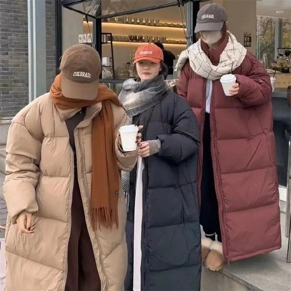 Trenchs de femmes manteaux longs veste en coton pour femmes en 2023 ultra genou longueur épaissie et chaude couple tenue hommes manteau d'hiver