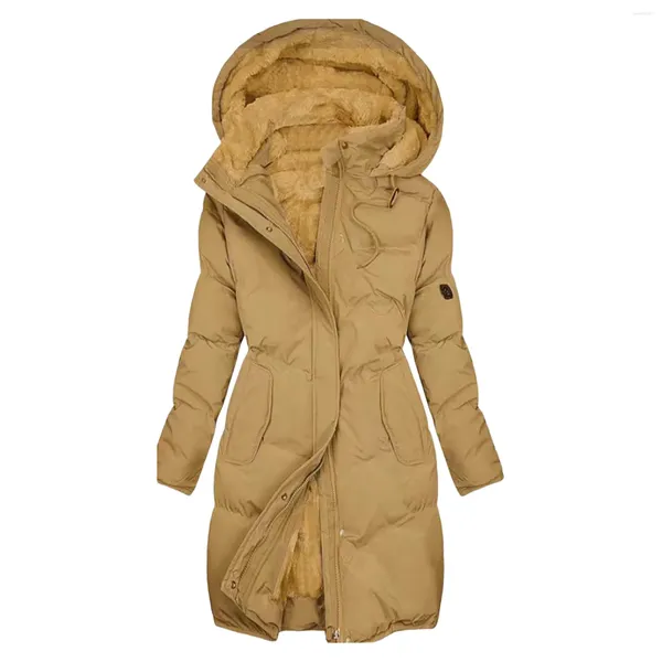 Trenchs de femmes manteaux de pluie longue isolée pour femmes manteau d'hiver veste chaude avec capuche coupe-vent épais randonnée robes