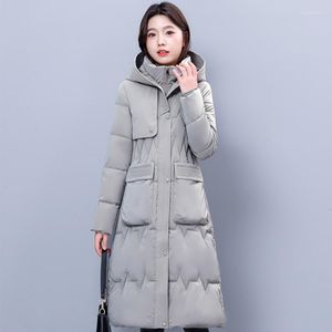 Trenchs de femmes manteaux longs Parkas femme hiver imperméable 2023 mode épais chaud manteau rembourré dames style coréen à capuche coton doudoune