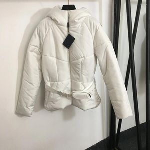 Trench-coat à manches longues pour femmes, vêtements en coton à capuche, fermeture éclair, sac de taille, ceinture de sécurité, automne hiver 2024