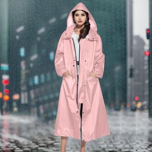 Dames trenchcoats losse effen kleur mode winddicht waterdicht windjack buitenzakken ademende knopen lange jas met capuchon