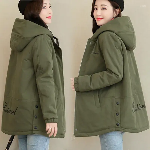 Trenchs de Femmes Manteaux de style lâche Veste d'hiver droite Femmes Manteau à capuche Chaud Épaissir Manteau Femme Coton Vestes Manteau Femme Hiver