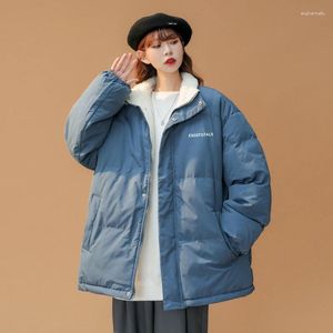 Trenchs de femmes M-3XL Plus dames polaire couleur unie col montant court manteau d'hiver femme veste chaude vêtements surdimensionnés