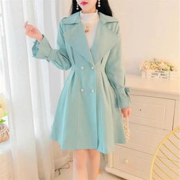 Trench Coats Femme Femmes moyennes moyennes Vestes coréen printemps automne 2024 Fashion Slim Sleeve Dames Breaker Breaker Extérieur Woman Top