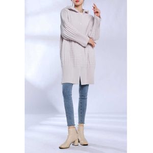 Trenchs pour femmes Trench-coat mi-long automne/hiver nouveau design décontracté plissé simple avec un bouton caché veste à capuche Top 1c