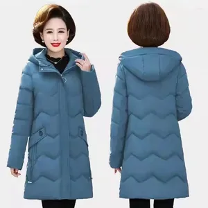 Trenchs de femmes d'âge moyen mères d'âge moyen manteau rembourré épaissi mi-longueur grande taille 6XL belle veste d'hiver en coton veste de mode parkas