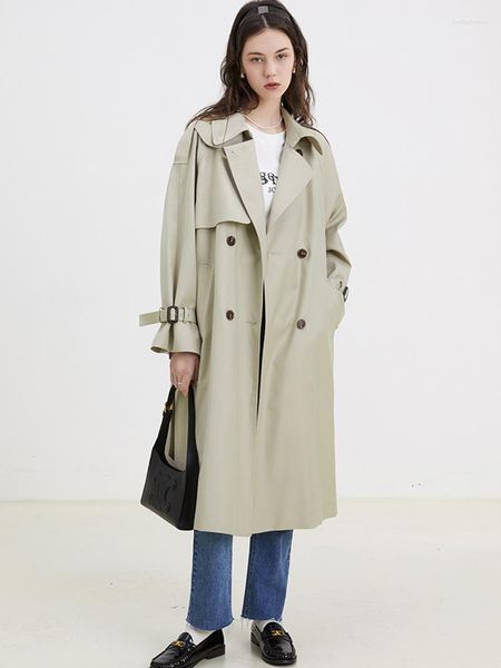 Trench femme MOLAN 2023 automne britannique Double boutonnage drapé ample moyen-longueur coupe-vent veste femme manteau petit