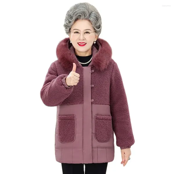 Trenchs pour femmes Mère Mode Vêtements rembourrés de coton Grande taille Moyen-âge et personnes âgées à capuche Lâche Chaud Rétro Chinois Manteau Femme 6XL.