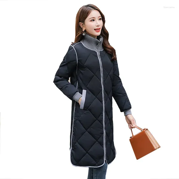 Abrigos de trinchera para mujer Bonitas Parkas femeninas Otoño Invierno Coreano Abajo Parka de algodón Mujeres Chaqueta acolchada larga Suelta Luz fina Outwear Chaquetas