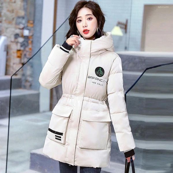 Trenchs de femmes Manteaux d'hiver Solide Solide Casual Puffer Manteau à capuche Femme Veste Brillant Imprimé Collier Dames Parkas avec poches pour