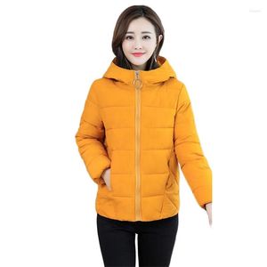 Gabardina para mujer, chaqueta de algodón NiceDown, Parka con capucha de L-6XL amarilla corta para mujer, abrigo cálido de moda coreana para otoño e invierno