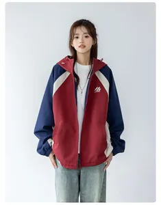 Trenchs de femmes manteaux surdimensionnés vestes de piste femmes hip hop coréen streetwear coupe-vent couleur bloc veste automne hiver manteau mince