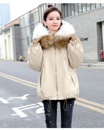 Trenchs de femmes Pai surmonter l'hiver court d'hiver pour femme petite veste rembourrée mode grand col de fourrure version coréenne de lâche et épais