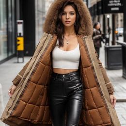 Trenchs de femmes Pai surmonte le genou long hiver actif visage réservoir intérieur avec coton grand col de laine style vêtements à la mode