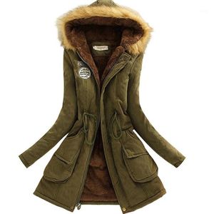 Women's Trench Coats Parka Women Fashion Autumn Winter Warm Jackets Fur Collar Long Parkas Hoodies Office Lady Cotton Plus Size