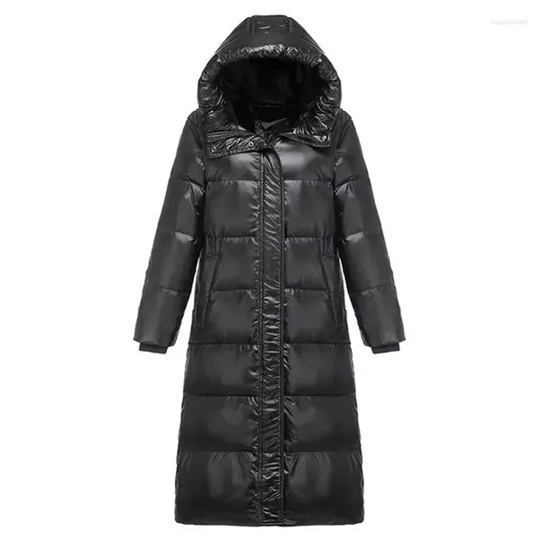 Trenchs de femmes Parkas Long Noir Femme Manteau Hiver Imperméable Doudoune Chaud À Capuche Femmes 2024