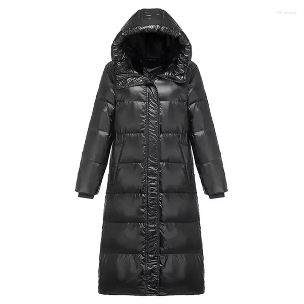 Trenchs de femmes Parkas Long Noir Femme Manteau Hiver Imperméable Doudoune Chaud À Capuche Femmes 2023