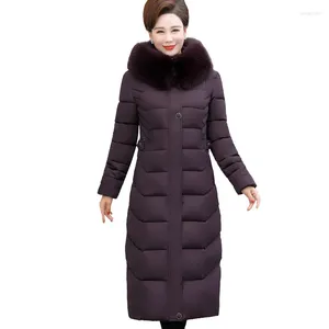 Abrigos de trinchera para mujer Parkas de mediana edad y ancianos Chaquetas de invierno largas sobre la rodilla Ropa acolchada de algodón para mujer Abrigos cálidos