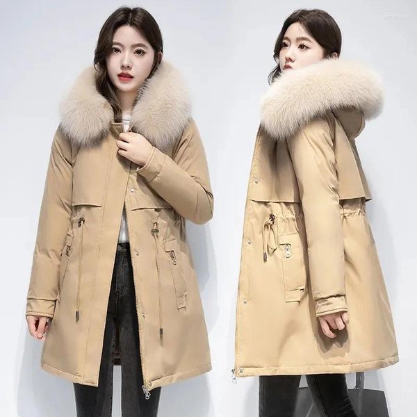 Trenchs de femmes Parker Veste rembourrée en coton Femme Long Style occidental 2023 Automne Hiver Down Manteau Femmes Parkas Mode Outwear