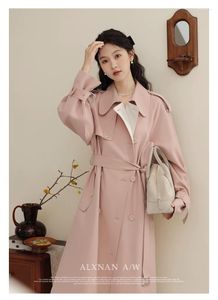 Trench-coat rose pour femme, manteau décontracté, long, ample, mode automne 2023, simple boutonnage, coupe-vent
