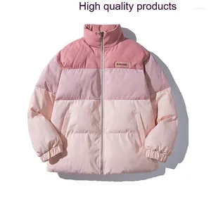 Trenchs de femmes manteaux rose dégradé doudounes 2024 hiver doux baggy manteau épaississement chaud femme bouffante coton rembourré veste vêtements d'extérieur