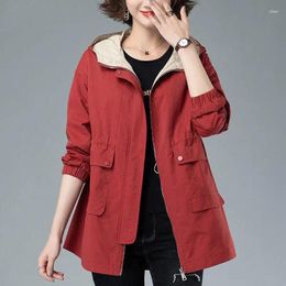 Dames Trenchcoats Grote maten S-3XL Damesjas Met capuchon Kort Lente Herfst Mode Informeel Elegant Losvallend Windjack Bovenkleding