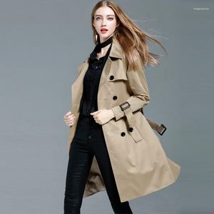 Caítas de zanjas de mujeres Ropa de mujeres de tamaño grande Spring Otoño Autumno Doble Bampón Long Coat 2022 Fashion Belt Rench for Outwears