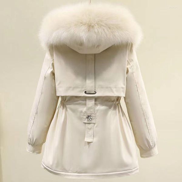 Femmes Trench Coats Plus Velours Rembourré Vestes 2023 Hiver Femmes À Capuche À Manches Longues Col De Fourrure Cargo Veste Femme Parkas Casual Grande Poche