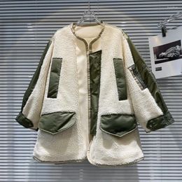 Gabardinas de mujer PREPOMP 2023 Colección de invierno Fleece Patchwork Algodón Abrigo largo Mujer GM138