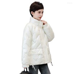 Trenchs pour femmes Puffer Coat Glossy Down Cotton Jacket Women's Autumn Winter Overcoat Parkas 2022 Loose Bread Outerwear Épais Rembourré