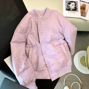 Femmes Trench Coats Violet Texture Coton Veste Femmes Hiver À Manches Longues O Cou Casual Doux Court À La Mode Cardigan Manteau Femme