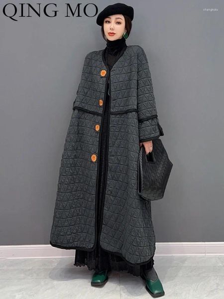 Gabardinas de mujer QING MO 2023 Primavera Otoño Tendencia de moda coreana Tamaño grande Longitud del tobillo Abrigo de algodón Mujer Streetwear ZXF876