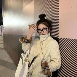 Trenchs de femmes Qnpqyx hiver épais coton rembourré femmes rue simple boutonnage patchwork plaid femme coréenne parkas vestes