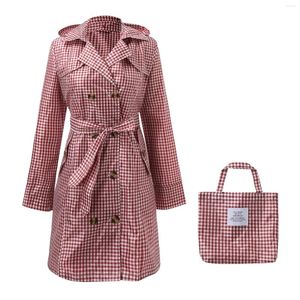 Dames Trenchcoats Regenjas Voor Dames Geruite print Windjack Buiten Wandelen Waterdicht Winddicht Lange jas Uitloper Losse regenjas Met