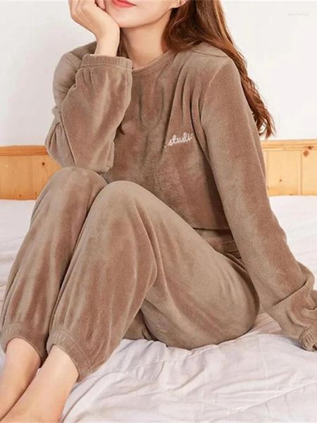 Abrigos de trinchera para mujer RLeisure Sudadera con capucha Conjunto de pijama Cálido Dulce Suelto Ajuste Top Pantalones de cintura elástica Ropa Otoño e invierno 2023