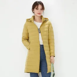 Abrigos de trinchera para mujer Chaqueta ligera y fina sin costuras Medio largo Pato blanco Versión coreana Abrigo desmontable