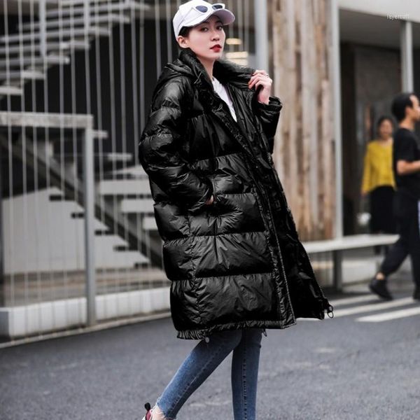 Trenchs pour femmes Vestes brillantes Femmes Hiver Étudiants Fille Manteau Parka Streetwear Femme Rembourré Ooversized Hooded Jacket 2023