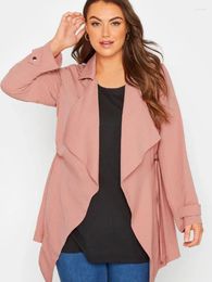 Trench da donna Cappotto corto da donna Vita con lacci Office Lady Casual Colletto con bavero Capispalla Moda Streetwear Primavera Autunno Giacche