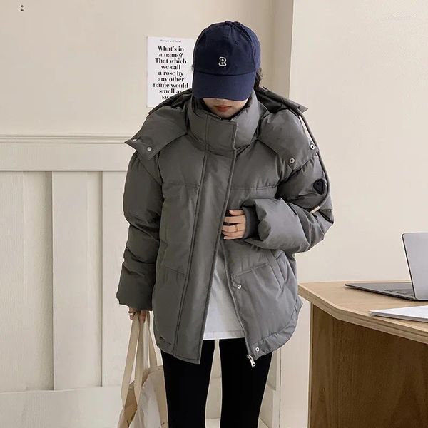 Casacos de Trench Femininos Curtos Jaqueta de Algodão Estilo Homens e Amigos Casaco de Inverno Engrossado