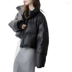 Trenchs de femmes manteaux courts en duvet de canard blanc col montant lâche mode manteau de pain hiver épaissir veste thermique