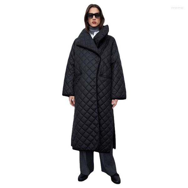 Trenchs pour femmes manteau d'hiver simple en coton à manches longues noir veste rembourrée en coton chaud femmes minces